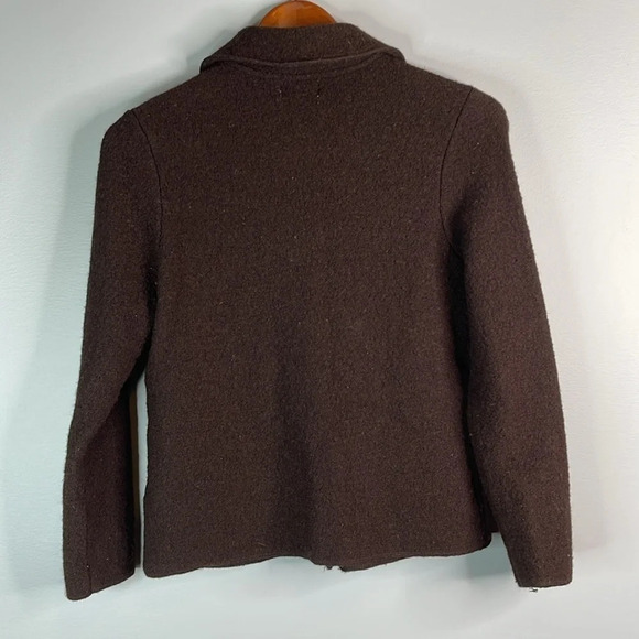 VINTAGE Mat Collection Brown Wool Jacket Blazer Embellished Grandma Size Small - Picture 8 of 14